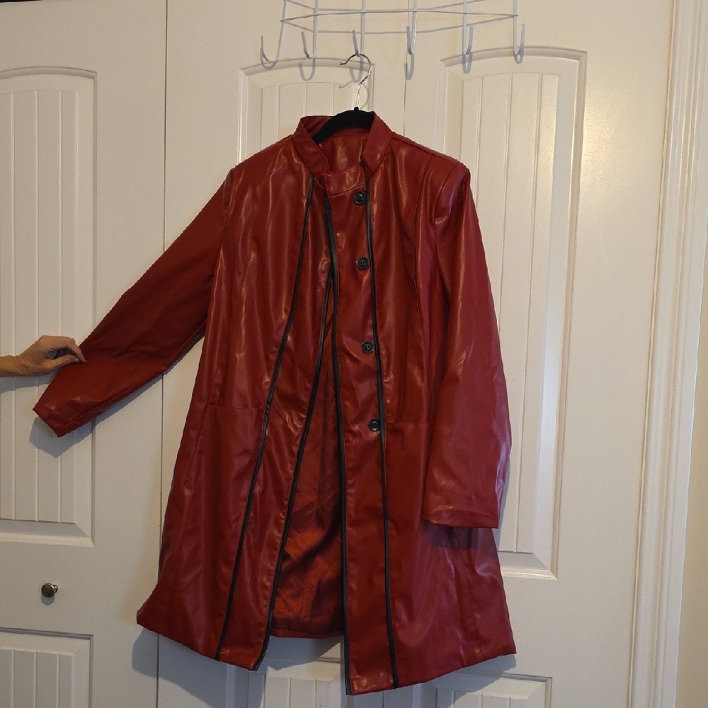 Women's Red Leather Coat